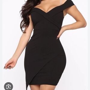 Fashion Nova Black Asymmetrical Bodycon Dress